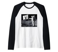 Astronauta Rock On Skeleton, Moon Landing Funny Rock'N Roll Maglia con Maniche Raglan