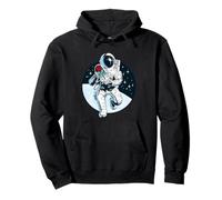 Astronauta romantico nello spazio - astronauta con fiore rosa Felpa con Cappuccio