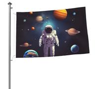 Astronauta sistema solare pianeti bandiera 0,6 x 0,9 m stampa su entrambi i lati bandiere da giardino bandiera da cortile per esterni bandiere per vacanze banner regalo con occhielli sfondo