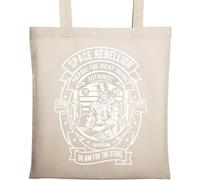 Astronauta Skull Space Rebellion Go Aim for The Stars Borsa tote in cotone ecologico naturale beige