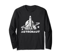 Astronauta Space Shuttle Luna Grafica Vintage Maglia a Manica