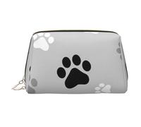 Astronauta sulla Luna Stampato Makeup Bag per le Donne Portatile In Pelle Make up Bag Viaggio Oro Cerniera Cosmetici Borse Organizzatore, Stampe di zampe di animali., One Size, Astuccio per trucchi