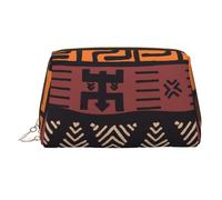 Astronauta sulla Luna Stampato Makeup Bag per le Donne Portatile In Pelle Make up Bag Viaggio Oro Cerniera Cosmetici Borse Organizzatore, Panno di fango africano tribale, One Size, Astuccio per