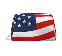 Astronauta sulla Luna Stampato Makeup Bag per le Donne Portatile In Pelle Make up Bag Viaggio Oro Cerniera Cosmetici Borse Organizzatore, Bandiera americana patriottica, One Size, Astuccio per trucchi