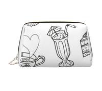 Astronauta sulla Luna Stampato Makeup Bag per le Donne Portatile In Pelle Make up Bag Viaggio Oro Cerniera Cosmetici Borse Organizzatore, tè pomeridiano., One Size, Astuccio per trucchi