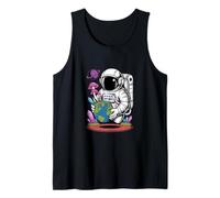 Astronauta Tenendo Funghi Terra Surreale Sci-Fi Natura Arte Canotta