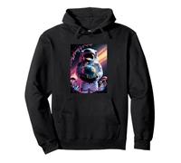 Astronauta Tenendo Funghi Terra Surreale Sci-Fi Natura Arte Felpa con Cappuccio