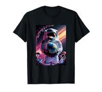Astronauta Tenendo Funghi Terra Surreale Sci-Fi Natura Arte Maglietta