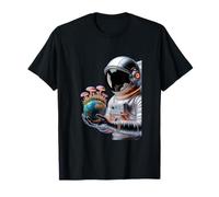 Astronauta Tenendo Funghi Terra Surreale Sci-Fi Natura Arte Maglietta