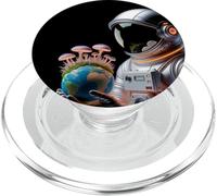 Astronauta Tenendo Funghi Terra Surreale Sci-Fi Natura Arte PopSockets PopGrip per MagSafe