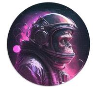 Astronauten-Schimpansen-Puzzle, 1000 Teile, rund, Papierpuzzle, Kunstwerk, Dekor, Intelligenzspielzeug für Familien-Indoor-Spiele, 1000 Teile (67,5x67,5cm)
