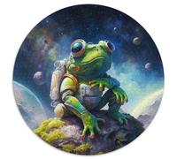 Astronautenfrosch-Puzzles für Erwachsene, 1000 runde Papppuzzles, anspruchsvolles DIY-Denkspiel, interaktive Familienaktivität, 1000 Teile (67,5x67,5cm)