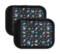 Astronauti Aliens Star Black Bagagli Wrap Maniglia Morbida Coperture Etichette per Bagagli per Valigie, 15 x 10,9 cm, Astronauti Aliens Star Nero, Set of 2