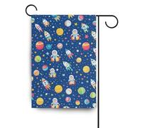 Astronauti dello spazio Arcobaleno Navi Modello bandiere da giardino all'aperto banner per la decorazione esterna 28x40 double sided