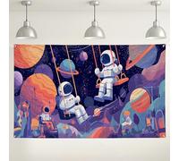 Astronauti nello spazio Avventura, decorazioni colorate per feste cosmiche, sfondo fotografico divertente per compleanni dei bambini, forniture per eventi a tema spaziale, 180 x 109 cm