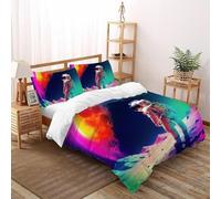 Astronauti spaziali Set Di Biancheria Da Letto Carteeone animato artee Copripiumino 2 Pezzi Comfort in Morbida Microfibra Per Coppia Adulti Doppia Con Chiusura Double（200x200cm）