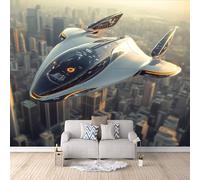 Astronave Carta da Parati Murale, 3D Futurismo Opaco Spessa Fotomurali, Soggiorno Wallpaper in Tessuto Non Tessuto, Camera da letto Poster Gigante Murale 300 x 210 CM