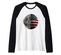 Astronomia patriottica Spaziale della Bandiera della Luna Americana Maglia con Maniche Raglan