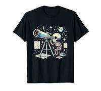 Astronomo del telescopio scheletro di Halloween Maglietta