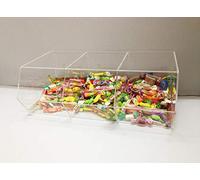 Astroplastic Contenitore espositore porta caramelle confezionate, in plexiglass trasparente a bocca di lupo 3 scomparti