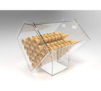 Astroplastic Contenitore Espositore Porta Coni Gelato da Banco in Plexiglass Trasparente Forma Romboidale Diamante Design con Apertura Frontale H 40 x L 45 x P 41 cm