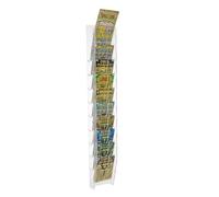 Astroplastic Espositore Porta Schedine e Gratta e Vinci da Parete, Plexiglass Trasparente (10 Tasche a Fila Unica)