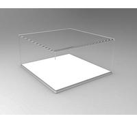 Astroplastic Teca Vetrinetta in plexiglass trasparente per modellini cm 30x30X H15 spessore 4mm (Con base bianca)