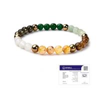 Astrotalk Dhan Yog - Bracciale da donna (perle da 6 mm), ricchezza, prosperità e crescita professionale, braccialetti da donna con pietra di pirite, occhio di tigre e cristallo di quarzo trasparente