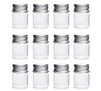 ASTRQLE 12 mini bottiglie in vetro trasparente da 5 ml / 0.17oz con tappo a | Piccolo barattolo per campioni, chiusura ermetica a prova di perdite, riutilizzabile, ricaricabile, facile da pulire