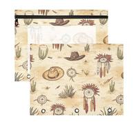 Astucci a 3 fori con tasca a 3 fori per raccoglitori a 3 anelli, confezione da 2 per insegnanti, studenti, insegnanti, cowboy, acchiappasogni, cappelli indiani