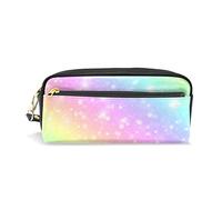 Astucci astratti con motivo arcobaleno glitterato grande capacità cerniera in pelle PU sacchetto di matita multifunzionale cancelleria cosmetici borse per il trucco