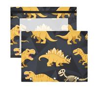 Astucci con 3 occhielli rinforzati per raccoglitori a 3 anelli, confezione da 2 articoli per la scuola per insegnanti, animali, dinosauro, teschio, giallo, estuche para lapices