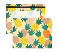 Astucci con cerniere lisce, portapenne, per lettere A4, confezione da 2 pezzi, per studenti, studenti, insegnanti, cartoni animati, carino, ananas, giallo