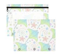 Astucci di plastica trasparente cartella di file per A4 lettera di carta 2 Pack studenti ufficio infantile animale Manta Ray cartella verde per documenti