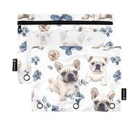 Astucci estetici bianchi con bulldog astuccio trasparente per 3 anelli cartelle con tre anelli per esami casa biglietti da viaggio contenitore