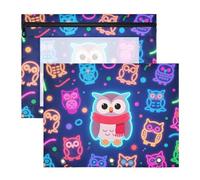 Astucci multiuso a 3 fori per raccoglitori a 3 anelli, confezione da 2 articoli per la scuola per insegnanti, gufo colorato blu scuro Bolsa per lapices