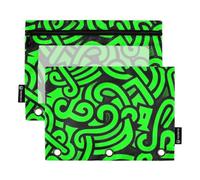 Astucci per matite a 3 anelli con finestra trasparente verde fluorescente e nero graffiti astuccio in colori assortiti raccoglitori in pollici 3 anelli per riporre studenti scolastici forniture per