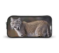 Astucci per matite con cerniera a forma di lince selvatica, grandi astucci
