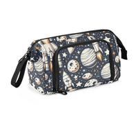 Astucci per matite con motivo Space Rocker, grande capacità, con manico con cerniera, per bambini e scuola, Multicolore, Taglia unica, moderno