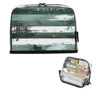 astucci per matite di grande capacità astucci morbidi per gli uomini forniture scolastiche preppy colore grigio-verde e strisce orizzontali bianche