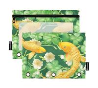 Astucci per raccoglitori con finestra trasparente, dorati, distintivi per il giorno di San Patrizio, astuccio trasparente con finestra e occhielli a 3 anelli, per scuola, ufficio e casa, multicolore