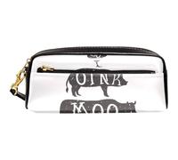 Astucci Portamatite Anilmals Silhouette Chicken Pig And Cow Portapenne Astuccio Grande Capacità Astucci Cancelleria Multifunzione Borsa Per Matite Per Ufficio Studenti Adolescente