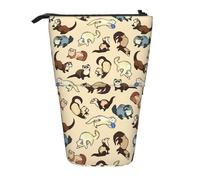 Astucci Portamatite Hairy Ferret Print Astuccio Portapenne In Piedi Superiore Slot Matite Astuccio Scomparti Astuccio Per Matite Per Adulto, Ufficio, Insegnanti