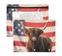 Astucci robusti a 3 fori per lettere A4, confezione da 2 pezzi, per studenti universitari, Highland Cow American