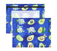 Astucci robusti tascabili per lettere A4, confezione da 2 pezzi, per studenti a casa, divertenti frutta avocado, blu reale