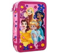 Astuccio 3 Scomparti Completo, Per Principesse Disney Fan, 44 Pezzi Inclusi, Penne, Matite, Pennarelli, Pastelli, Forbici - Scuola Elementare e Regalo - Gadget Ufficiale Per Bambina