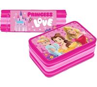 Astuccio 3 Scomparti PRINCIPESSE Zip Cerniere Completo di Colori GIOTTO, Astuccio Triplo 3 scomparti Ariel Rapunzel Vaiana Cenerentola, 44 pezzi Pieno Accessori Scuola Elementare Bambina