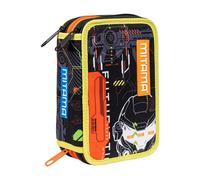 Mitama Astuccio Scuola 3 Scomparti, FLUO BATTLE, con pennarelli, matite, pastelli ecc..