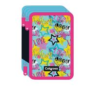 Astuccio 3 zip Fantasia Boy & Girl | Astuccio scuola completo per ragazzi | 2 penne, 1 evidenziatore, 1 matita, 1 gomma, 1 temperino, 1 righello, forbici, orario, 12 pastelli, 18 pennarelli (Girl)