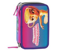 BRAINROT - Astuccio Scuola Ufficiale Brainrot, Astuccio 3 Scomparti con Forbici, Pennarelli, Matite Colorate, Penne, Temperino, Righello e Gomma, Interno Foderato, 20x13hx7 cm